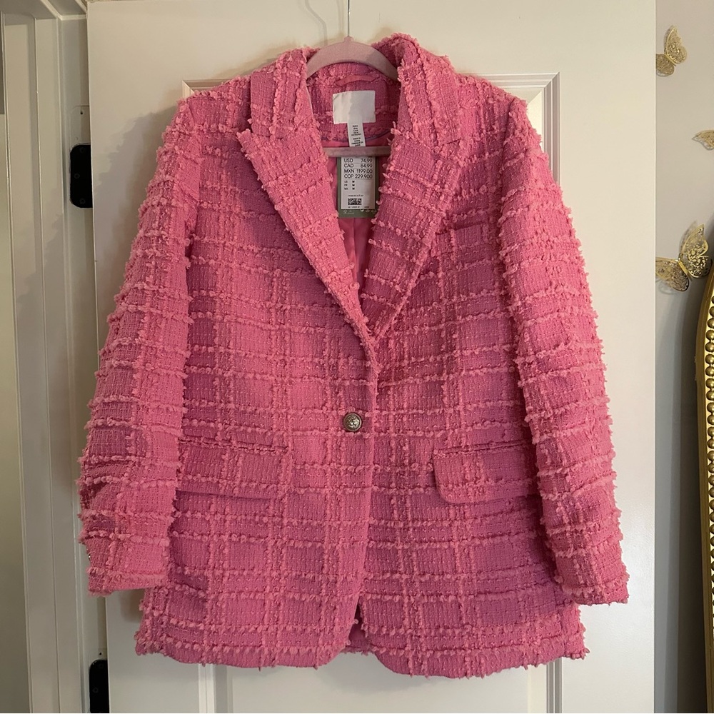 H&M Pink Tweed Blazer